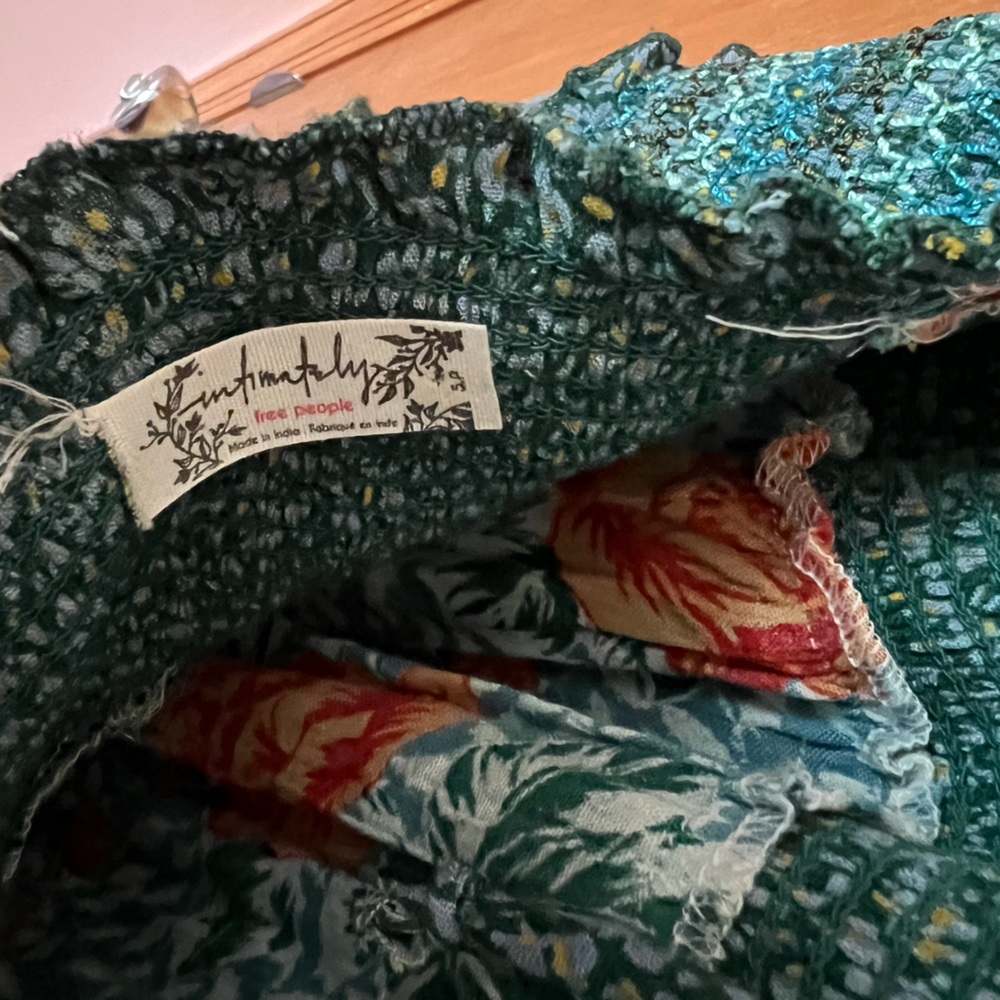 Free People Teal Floral Backless Halter Maxi Dress with Orange Roses - Picture 7 of 7